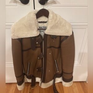 Walter Baker Brown and Cream Shearling Jacket